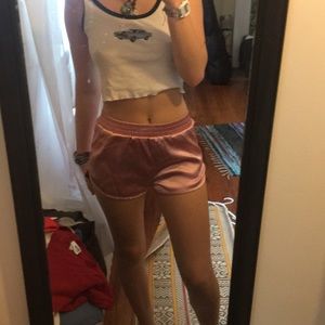 Shiny/silky pink shorts